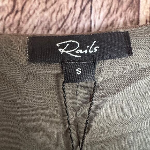 Rails Dress Clement Button-Front Belted Midi Linen Blend Green Minimalist S NWT - Picture 7 of 12